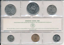 Sweden/Sweden - 5+10+25+50 Ore + 1+5 Kronor 1980 UNC-KMS Set Svenska Mynt