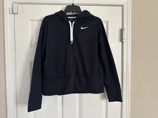 NIKE Women's black HOODIE size Medium full zip pockets Dri-fit