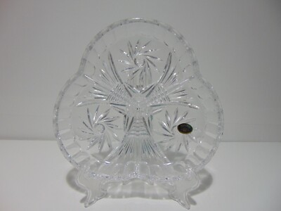 Bohemia Crystal Orion 3 Part Divided Relish Tray 24% Lead Crystal NIB