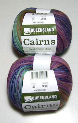 Lot of 2 balls Queensland CAIRNS Cotton Blend Worsted Yarn #32 QUEANBEYAN