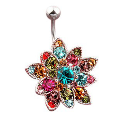 Produktbild von Bauchnabel-Piercing Aus Chirurgenstahl – Mit Doppelkristall, Bar-Knopf-Ring, Verschiedene Längen