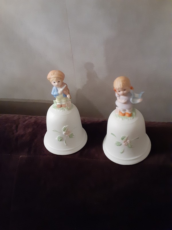 HOMCO BOY AND GIRL BELL FIGURINES NO. 1416