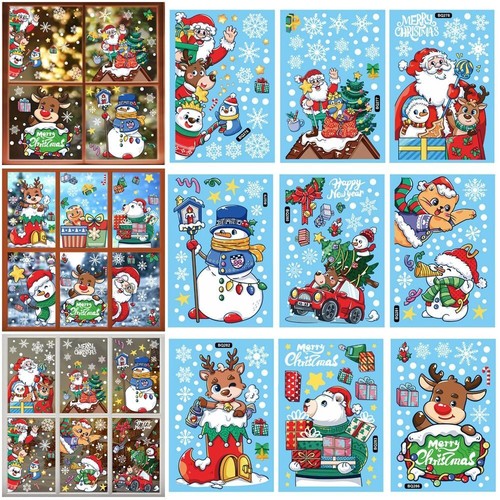 Cartoon Santa Claus Window Decals Multicolor Wall Art Gifts Mural eBay