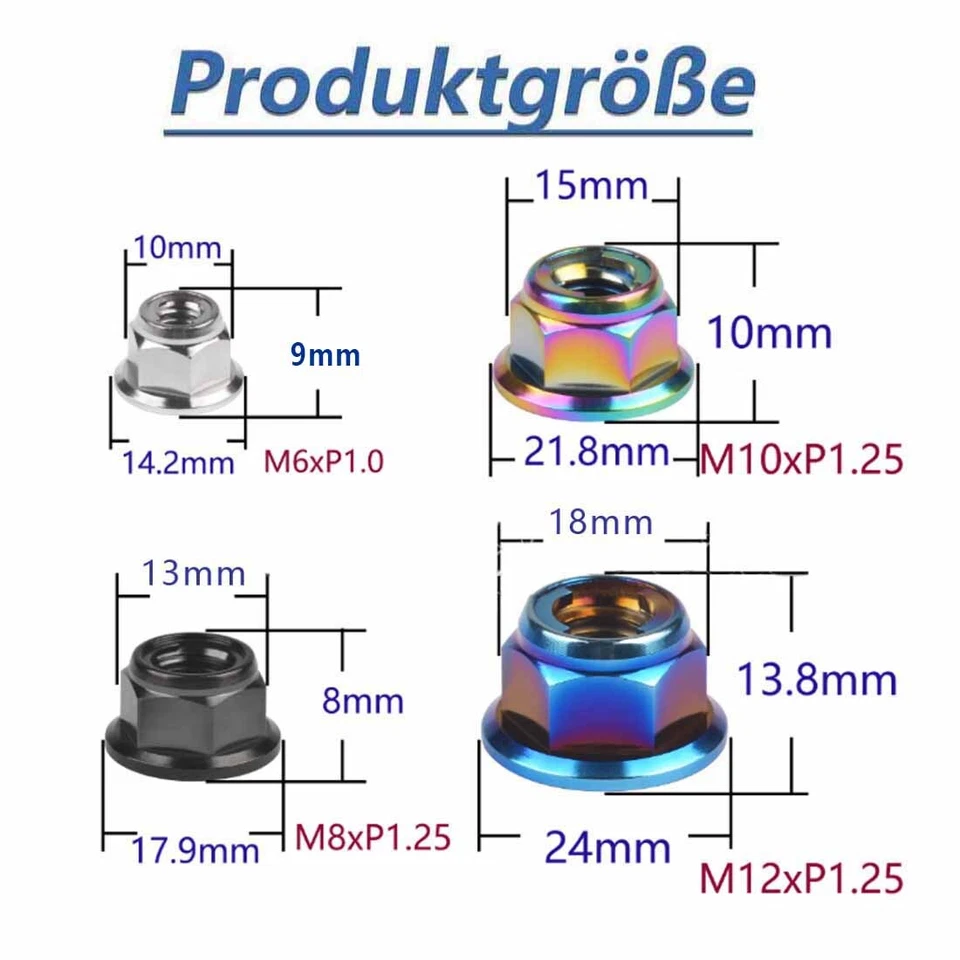 Titan Sicherungsmutter M6 M8 M10 M12 Selbstsichernde Muttern Mit Flansch Grad 5 - Bild 2 von 4