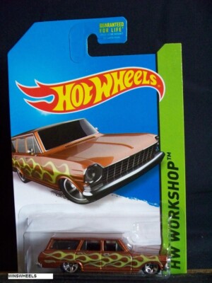 2014 HOT WHEELS #236 -3 64 CHEVY NOVA STATION WAGON BRWN5S    AMCARD WORKSHOP