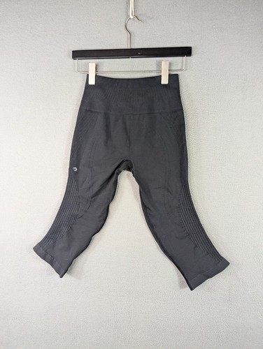 Lululemon Zone In Crop Capri Black Leggings Activewear Running Youth Size 22" - Picture 4 of 6