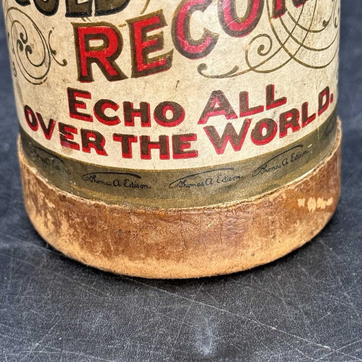 Edison Gold Moulded Records Cylinder Echo All Over The World