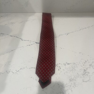 Robert Talbott Hand Sewn Silk Tie Red Floral Squares