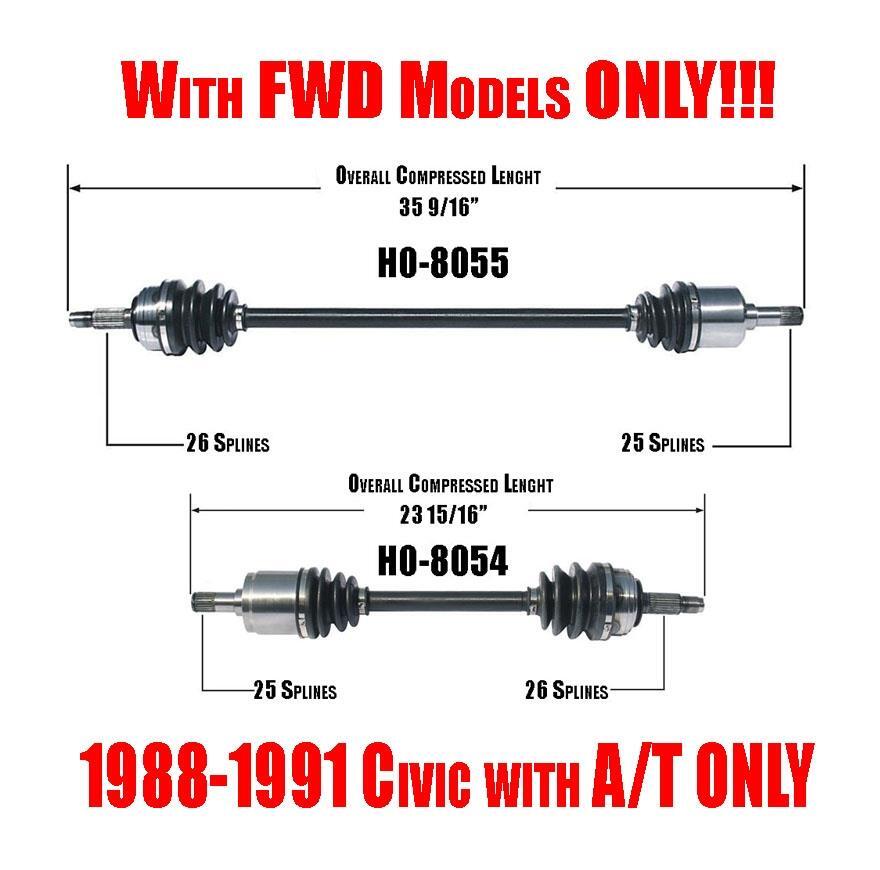 Front Left & Right CV Shaft Axles for Honda Civic CRX 19881991 eBay