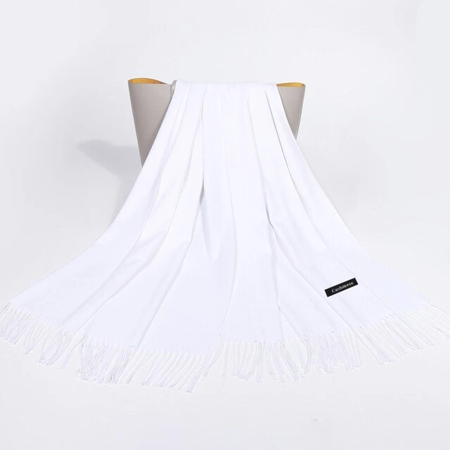 Echarpe étole châle blanc scarf femme cachemire laine top