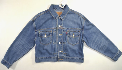 Neu Levis Type 1 Heritage Trucker Jacke Small Größe 8 10 Damen Denim Dad Jeans