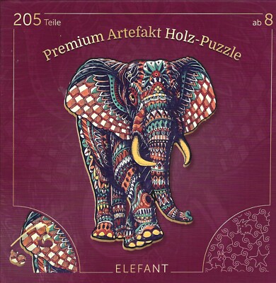 Premium Artefakt Holz - Puzzle ''Elefant'' - 205 Teile - ab 8 Jahren Neu & OVP