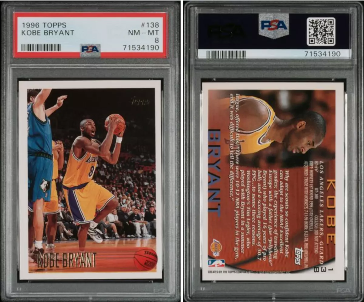 1996 Topps Kobe Bryant #138 Rookie Card RC LAKERS PSA 8 NM-MINT