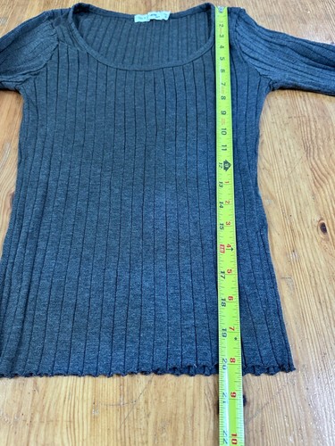 Rag and Bone Jean Women Fitted Rib Knit Top Gray 3/4 sleeve size XS - Picture 5 of 11