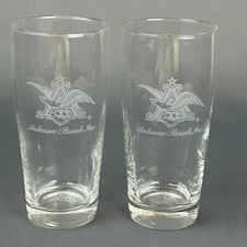 Anheuser Busch Logo Glasses Set of 2 5.75" Tall 11 Ounces