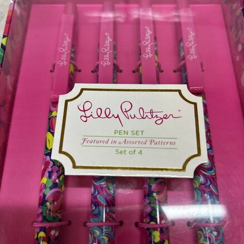 Lilly Pulitzer Pen Set Of 4 Lot Of 2 Black Ink Assorted Patterns - Picture 3 of 11