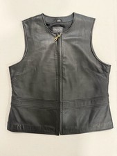 Garson by Rem Garson Black Leather Zip Front Vest Size PM