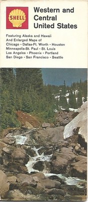 1968 SHELL OIL Road Map WESTERN & CENTRAL UNITED STATES Route 66 Washington Iowa