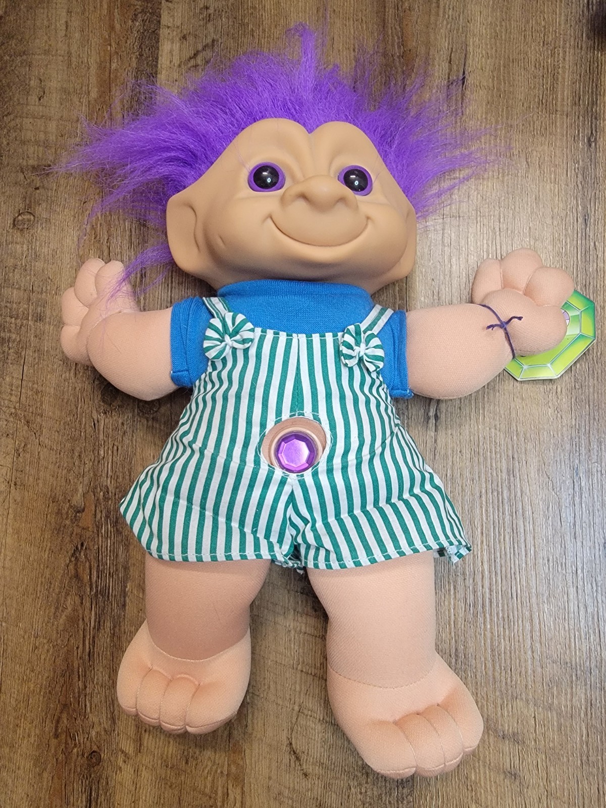 Original Russ Troll Doll Plush Purple Hair and Gemstone Jewe