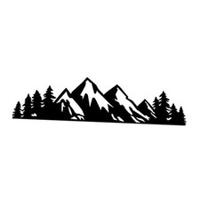 Mountain Tree Forest Vinyl Decal for Car   Set 9.5 inches x 2.4 inches Black