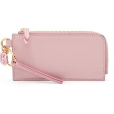 New Gucci Double G Pink GG Leather Card Case Women's GG Heart Charm Gold