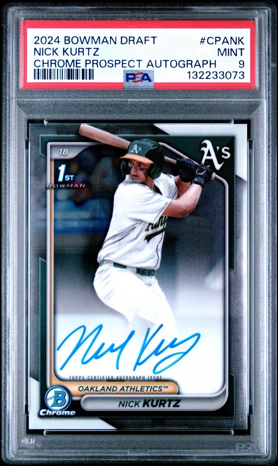 2024 BOWMAN DRAFT CHROME PROSPECT AUTOGRAPHS #CPANK NICK KURTZ PSA 9