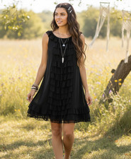 Xhilaration S Mini Dress Black Ruffle Lace Whimsigoth Boho Fairy Glam Cocktail
