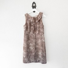 LOFT Sleeveless Dress Size 8 Brown Neutral Print Lined Work Casual Chic
