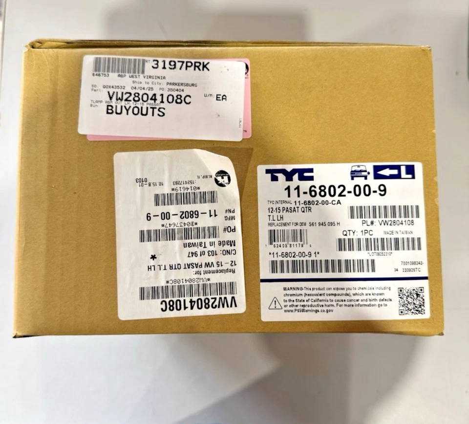 TYC BRAND LEFT REAR TAIL LIGHT FITS 2012-2015 VOLKSWAGEN PASSAT 11-6802-00-9 - Изображение 2 из 4