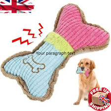 Plush Squeaky Dog Toy Bone Durable Chew Puppy Small Medium Breed Teeth Cleaning