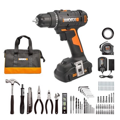 WORX 20V Cordless Drill Driver Kit 3/8in with Battery Charger 84Pc Set