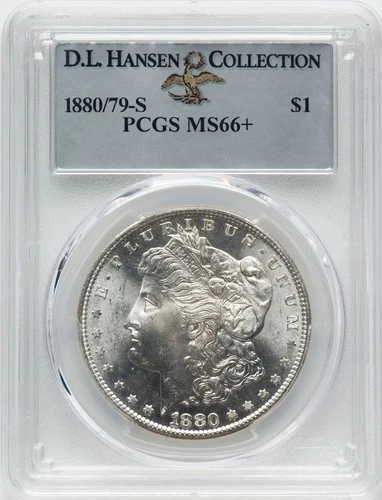 1880/79-S Morgan Silver Dollar 8 Over 7 PCGS MS66+ Top 100 Variety D.L. Hansen