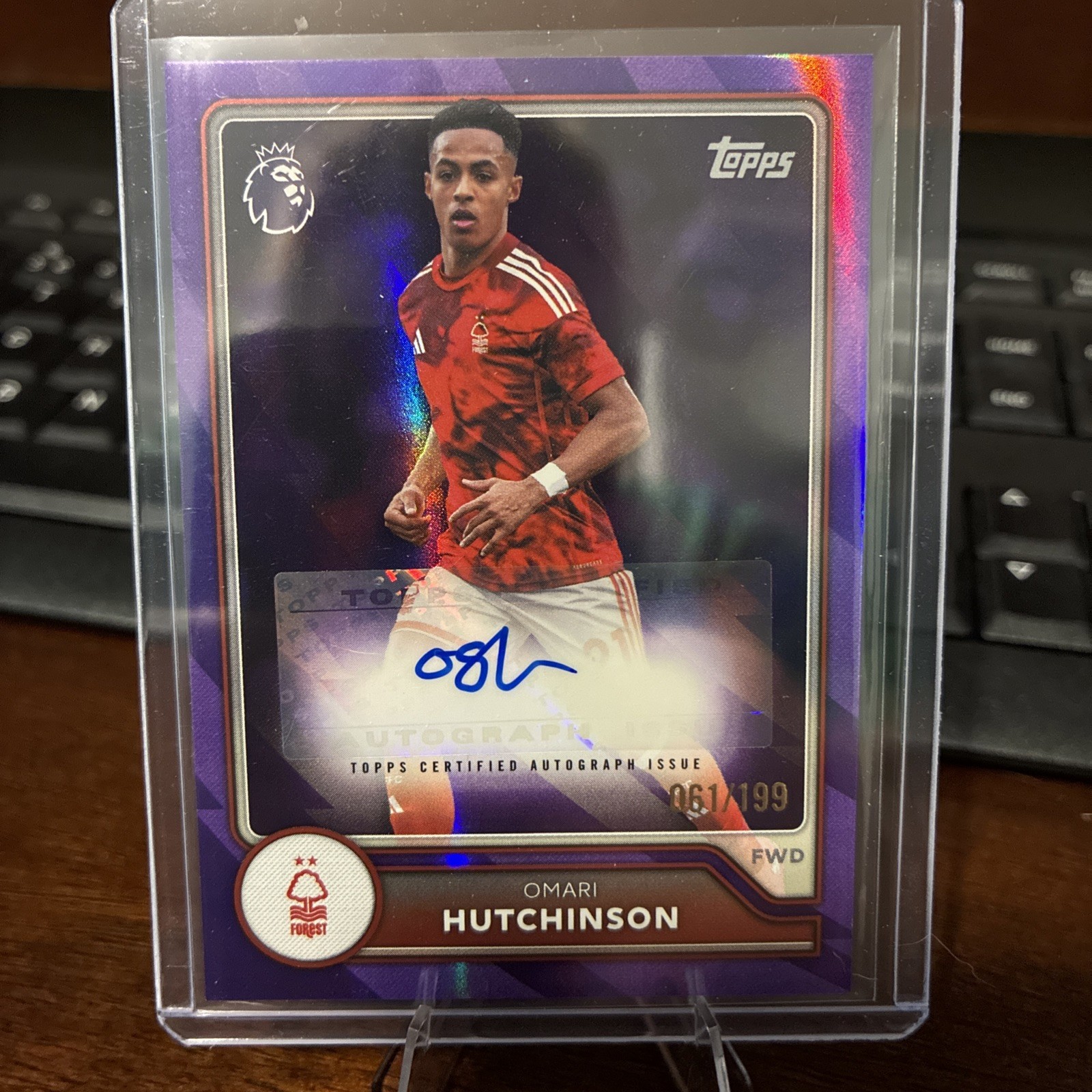 2026-27 Topps Flagship EPL Omari Hutchinson Auto Purple /199 Nottingham Forest