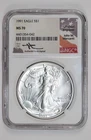1991 SILVER AMERICAN EAGLE NGC MS70 MERCANTI SIGNATURE SPOT FREE