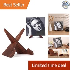 Now Playing Vinyl Record Stand Long Wooden Display Rustic Brown