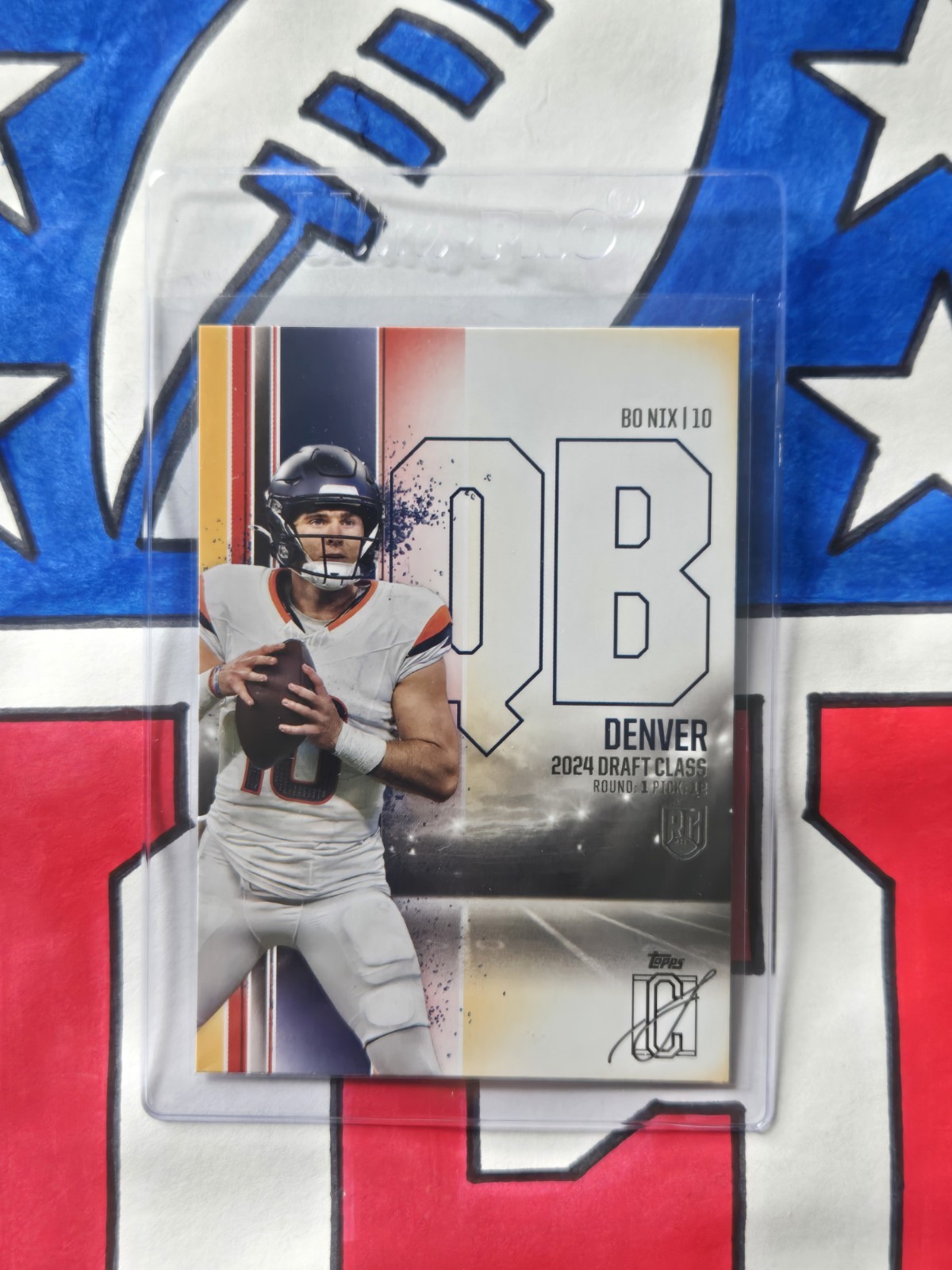 Bo Nix- Red and Yellow #100- 2024 Topps Signature Class NFL- Rookie RC- Broncos