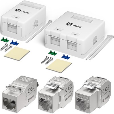 Cat6a Cat7 Cat8 Anschlussbox Keystone Module 1 / 2-Port Aufputzdose 1 / 2-Fach
