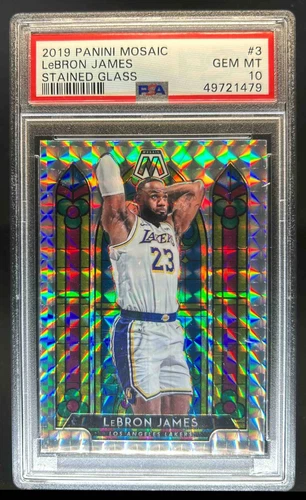 2019-20 Panini Mosaic LeBron James Stained Glass #3 Lakers PSA 10