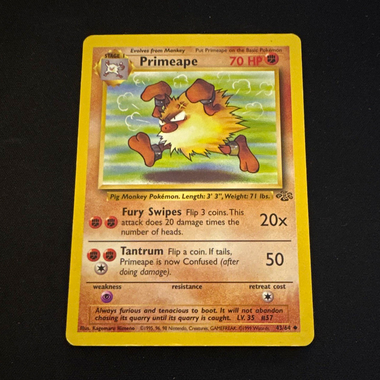 Primeape 43/64 Jungle Uncommon Unlimited Regular EN 1999 WOTC