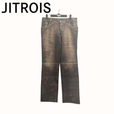 JITROIS Leather Flare Pants Brown Goat Skin Fade Design Size 80cm