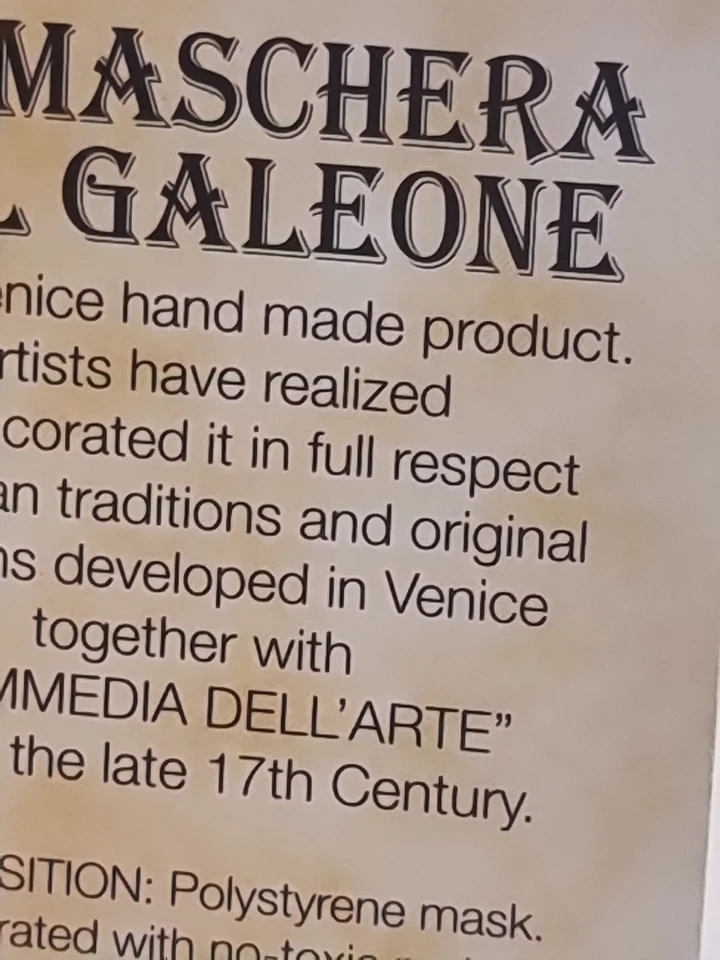 Rare genuine hand made Venetian Masquerade Mask Paper mache B N W T - Image 4 of 4