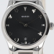 GUCCI 126.5 G Timeless Quartz Date Black Dial Stainless/SS Watch Brand Watch Lad