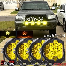 4Pc 5" Round LED Work Light Yellow Pods Fog Lamp Fit Toyota Tacoma 4Runner Truck