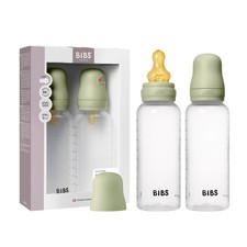 BIBS Plastic Baby Bottle, 270 ml, 2-Pack, Natural Rubber Latex Nipple, Sage ...
