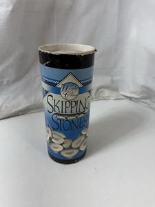 World Class Skipping Stones Vintage Novelty Gift Blue Tube Natural Lake Stones 