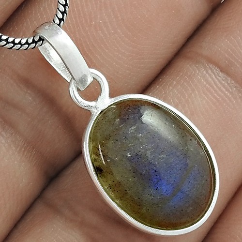 Gift For Women Jewelry Pendant 925 Sterling Silver Natural Labradorite Gemstone - Picture 7 of 12