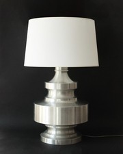 Grande lampe à poser en aluminium brossé, travail français ou italien des 70s