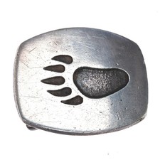 HEAVY southwestern sterling silver paw print belt buckle