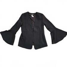 Halogen Womens Small Black Blazer Jacket with Bell Sleeves