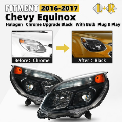 #ad Upgrade Halogen Headlight For 2016 2017 Chevy Equinox Black Bezel RightLeft $127.99